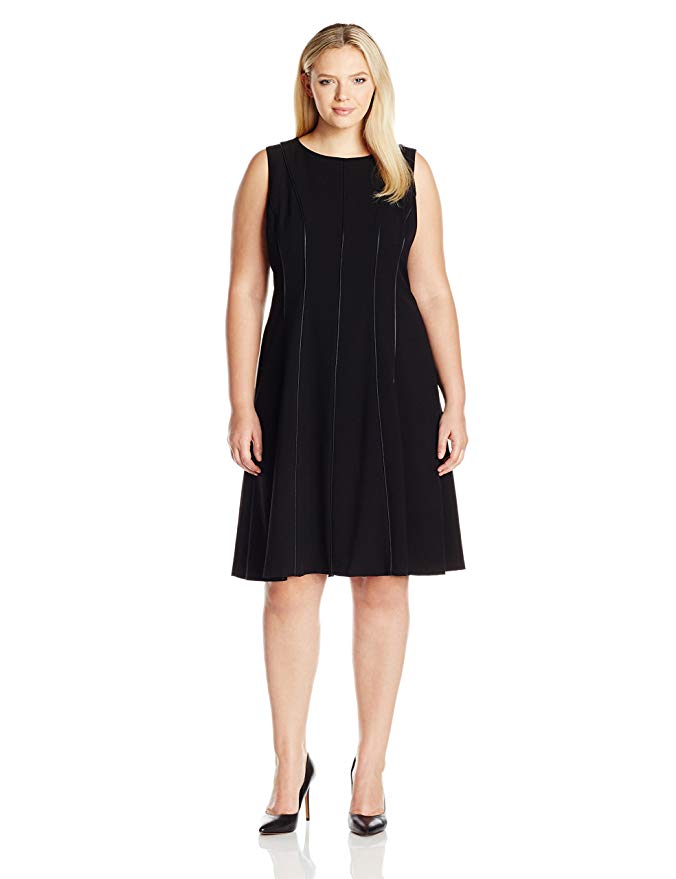 Calvin Klein Women's Plus Size Fit and Flare Sleeveless Dress