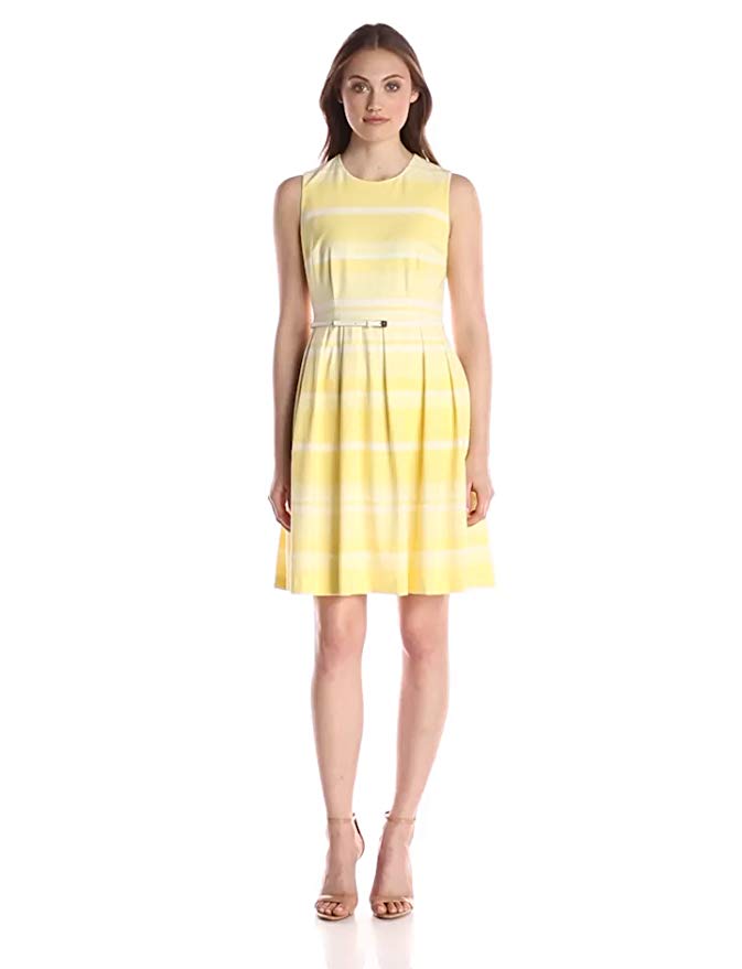Calvin Klein Women's Fit-and-Flare Striped Dress
